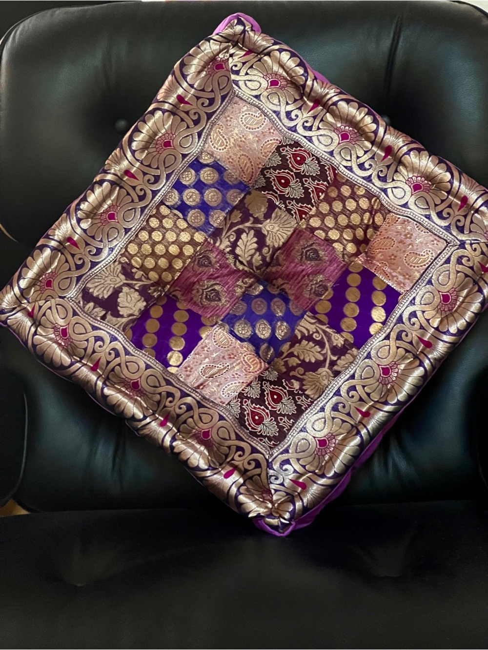 Boho Hand Crafted Silk meditation pillow